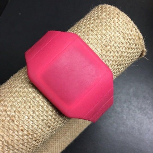 Silicone Led Watch As Is Covered Face Hot Pink Silver Barbie Soft Girl Retro 80s - Picture 1 of 3
